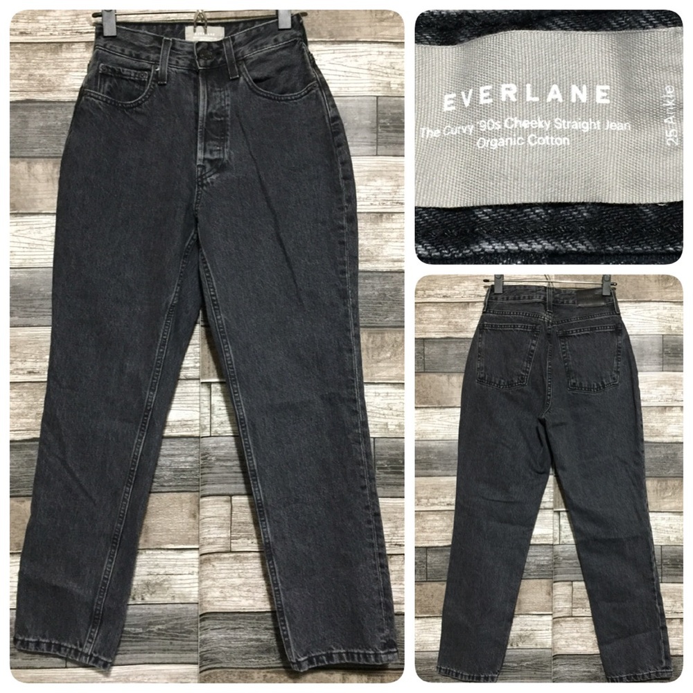 Everlane The Curvy 90’s Cheeky Straight Jeans Women’s 25 Gray Black (Inseam 26)